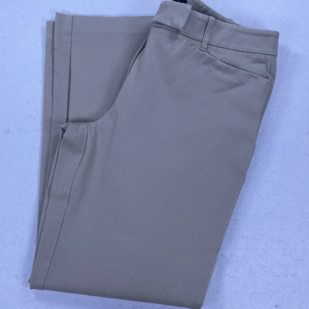 Talbots Signature Straight Leg Pants Womens 12 Tan Khaki Cotton Stretch Chino